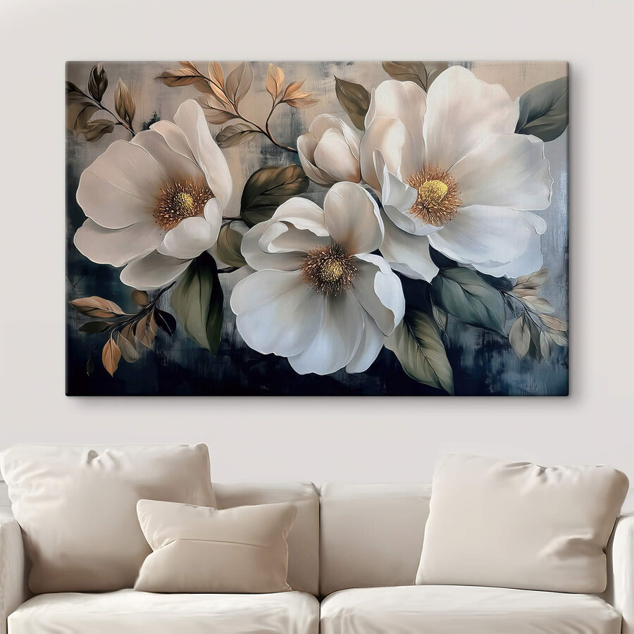 Peinture de fleurs blanches