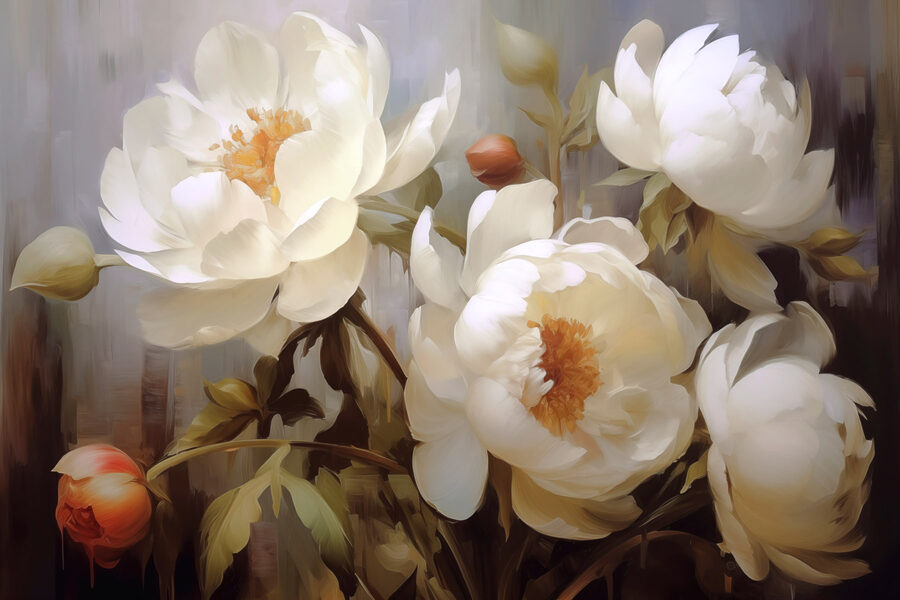 Peinture de fleurs blanches