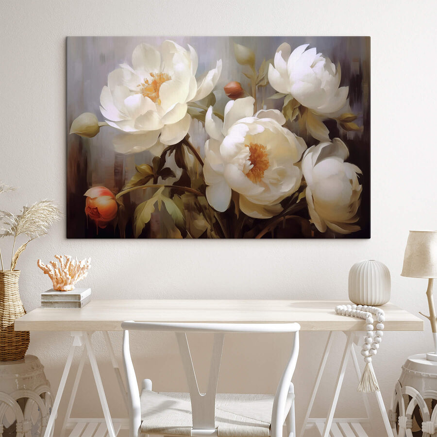 Peinture de fleurs blanches