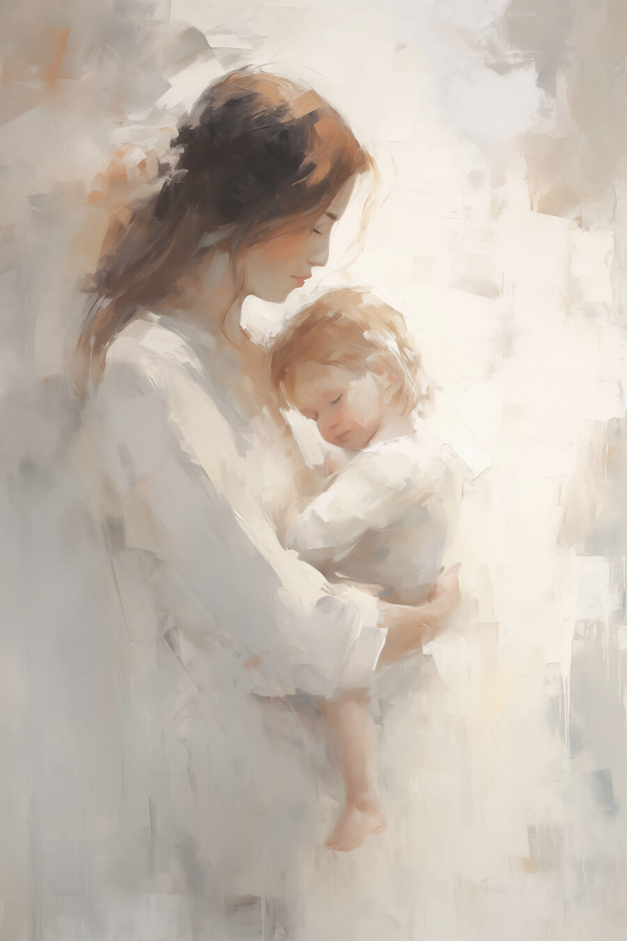 Peinture d'une femme tenant un bébé