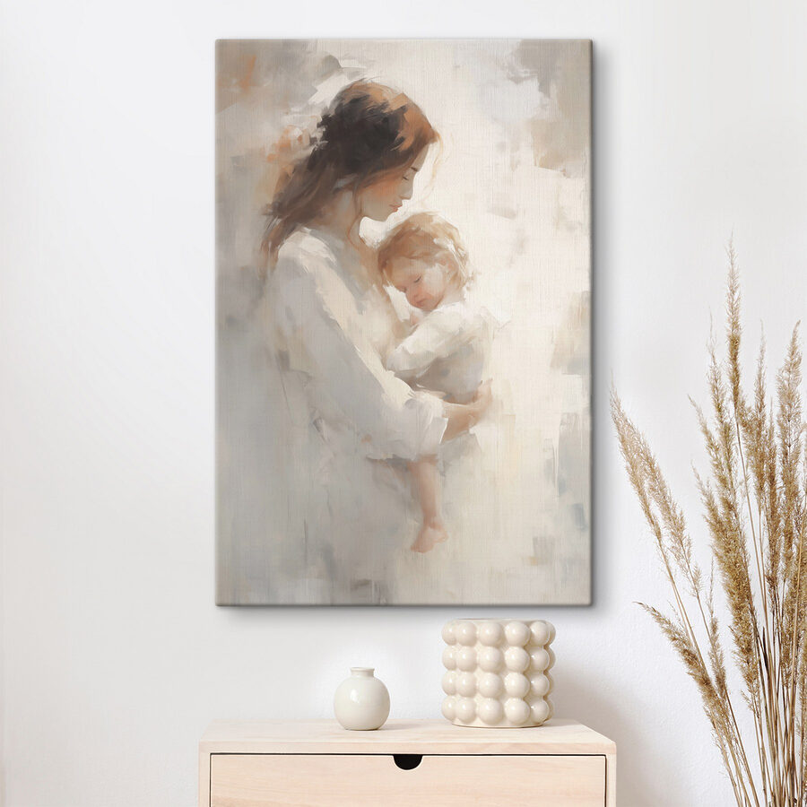 Peinture d'une femme tenant un bébé