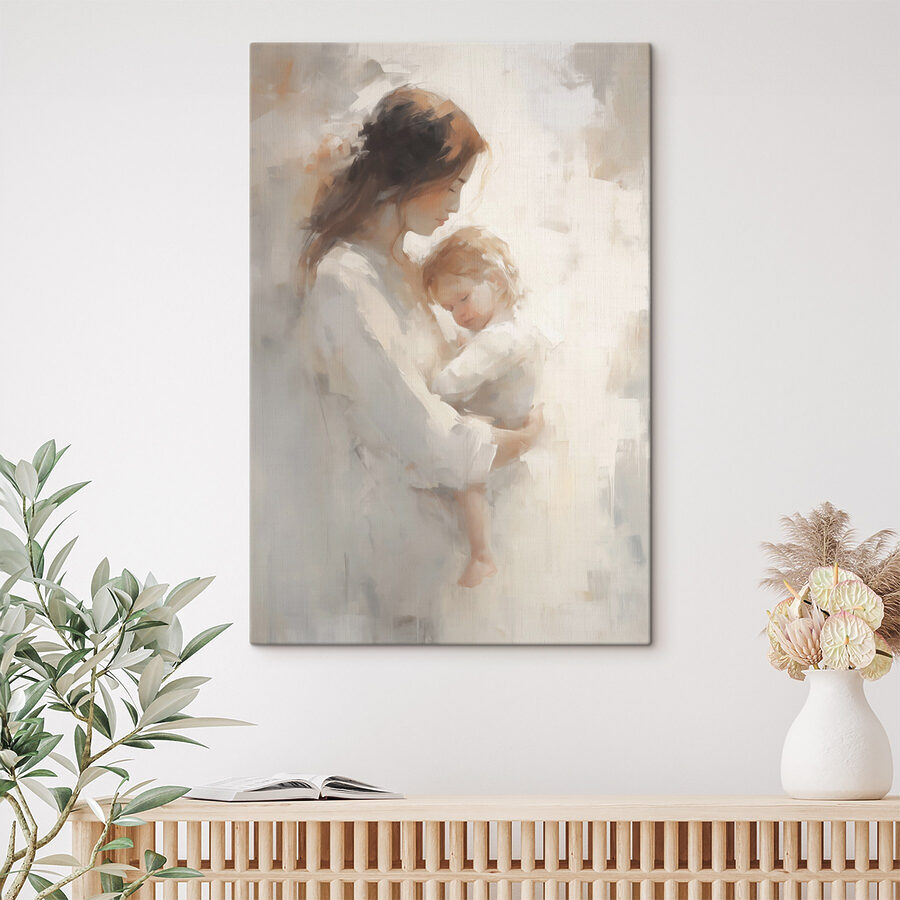 Peinture d'une femme tenant un bébé