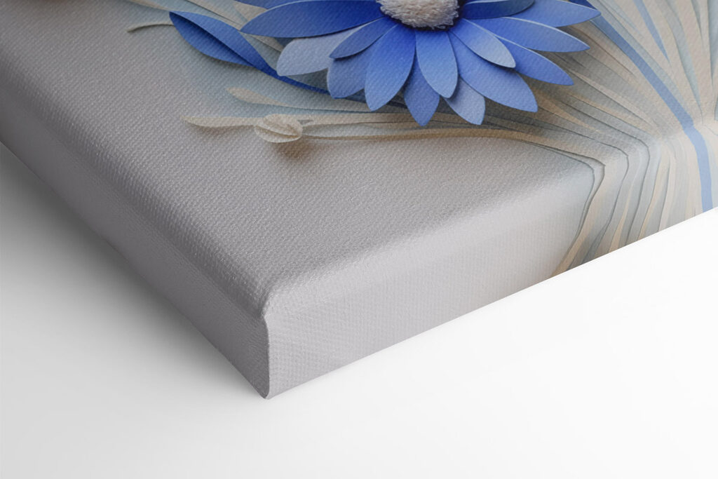Blue and white paper flowers