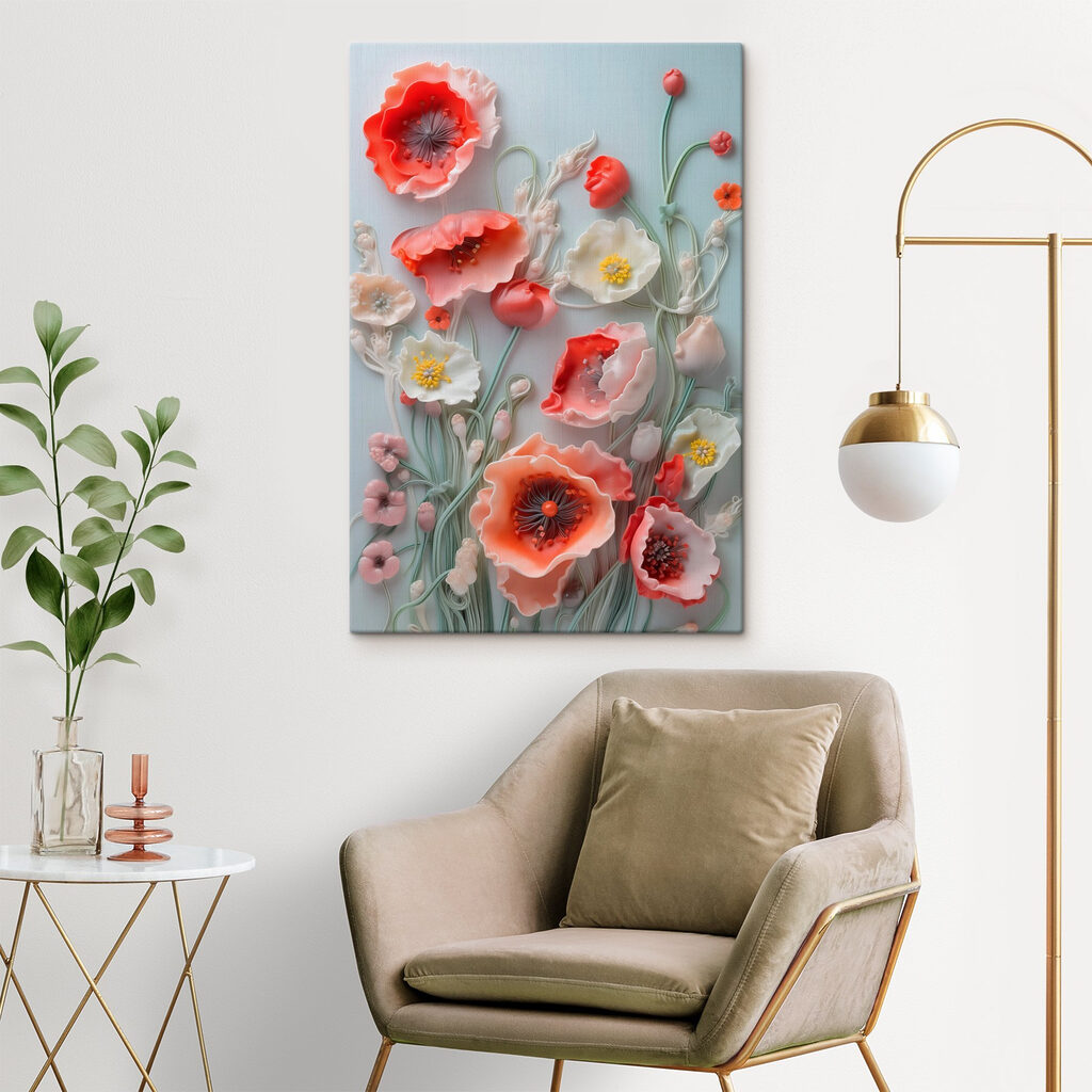 Group of flowers on a white surface