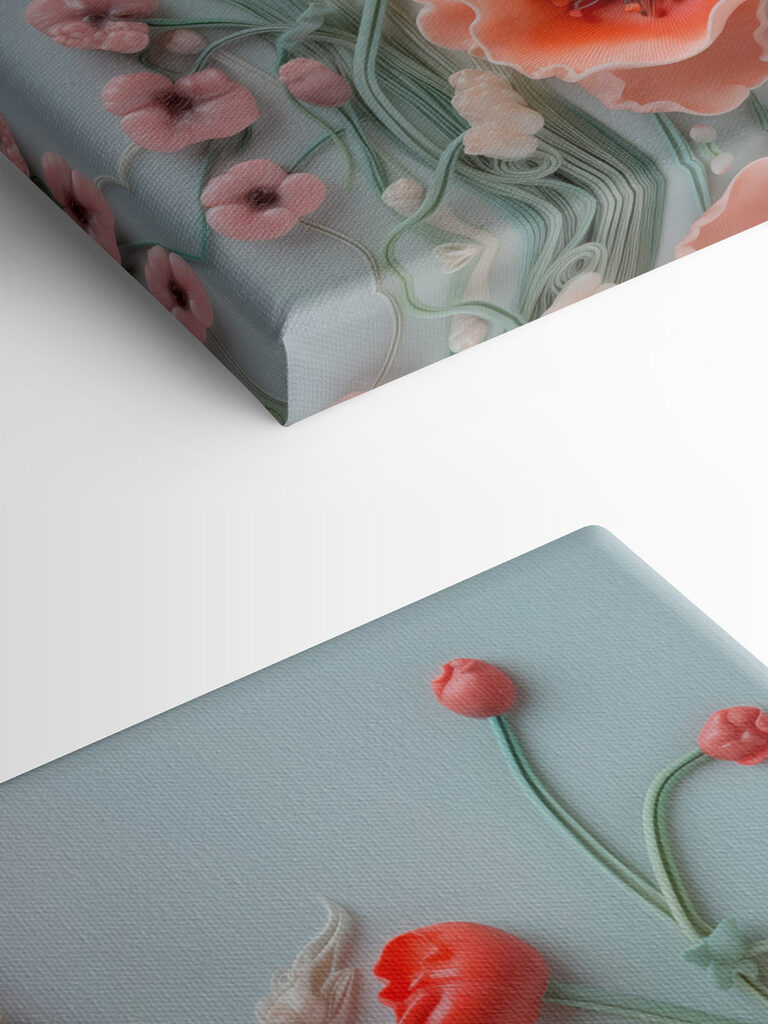 Group of flowers on a white surface