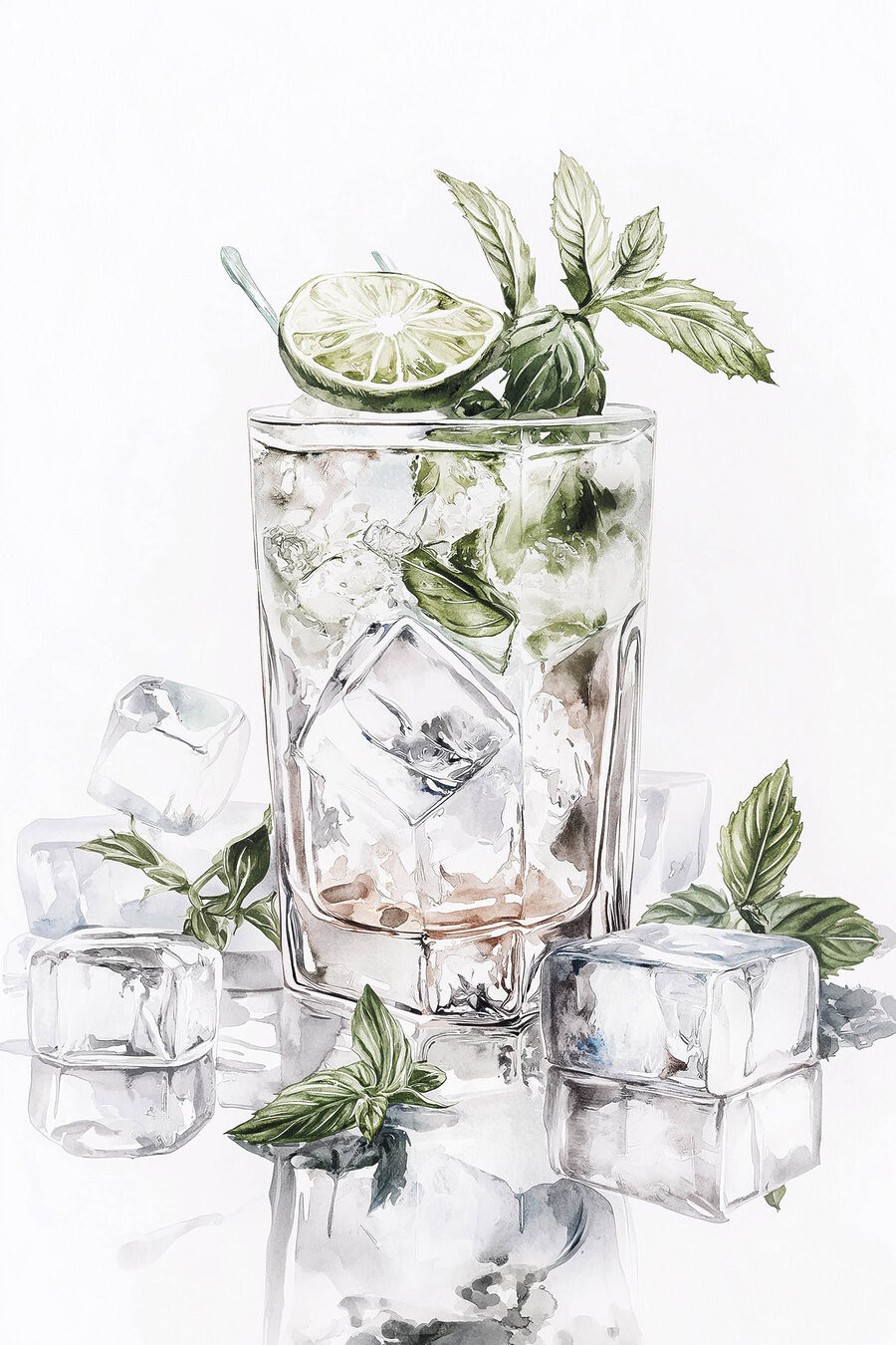 Verre avec de la glace et du citron vert sur le dessus