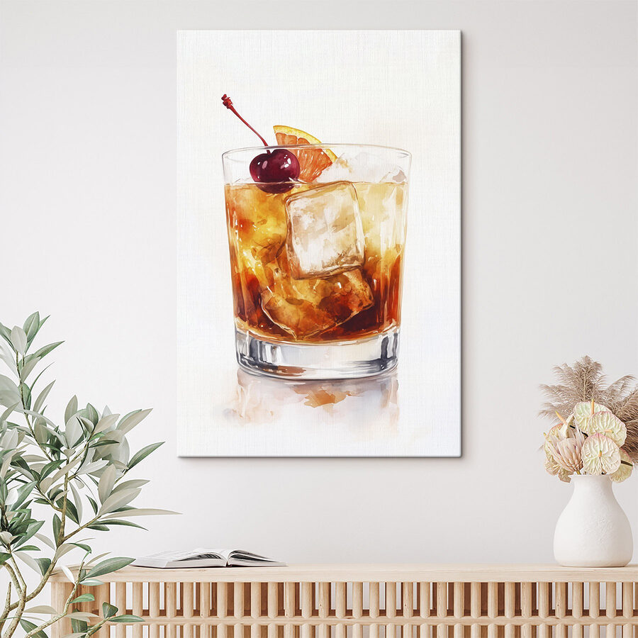 Verre avec de la glace et une cerise sur le dessus