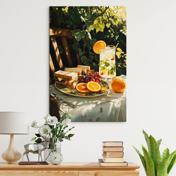 Assiette de sandwichs et de fruits sur une table Assiette de sandwichs et de fruits sur une table