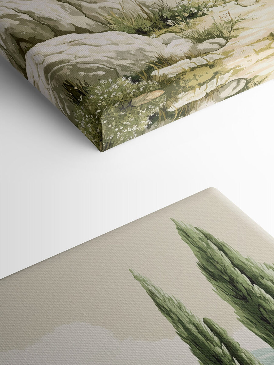 Paysage avec arbres et collines