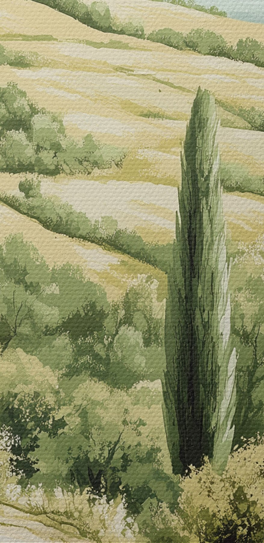 Paysage avec arbres et collines