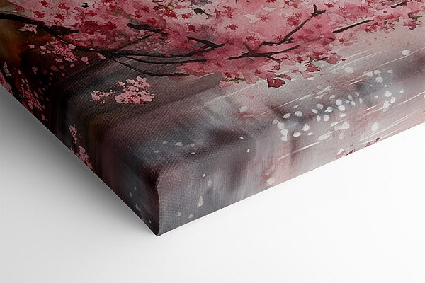 Watercolor painting of a building and a cherry blossom tree Watercolor painting of a building and a cherry blossom tree