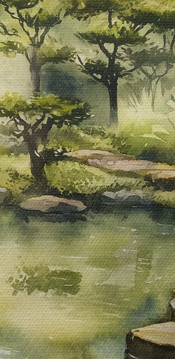 Aquarelle d'un chemin menant à un étang Aquarelle d'un chemin menant à un étang