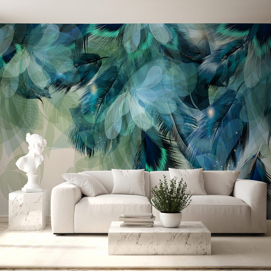 Plumes bleues et vertes