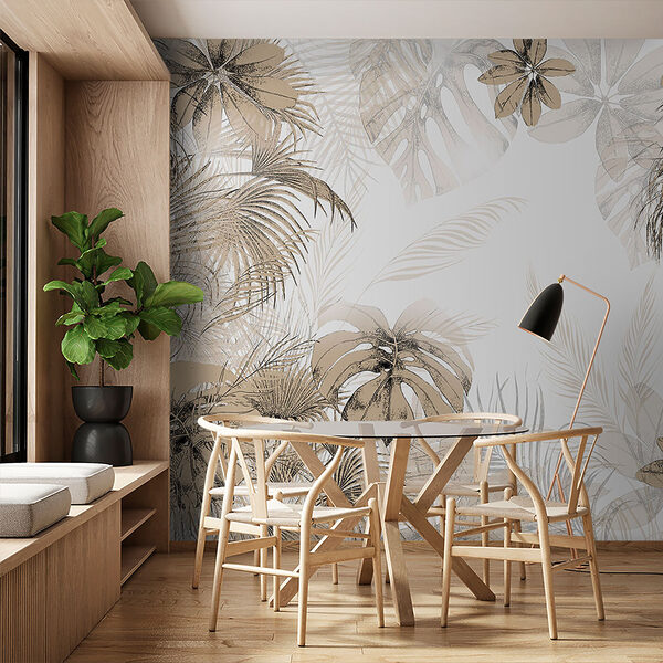 Feuilles tropicales dans des tons neutres et doux Feuilles tropicales dans des tons neutres et doux