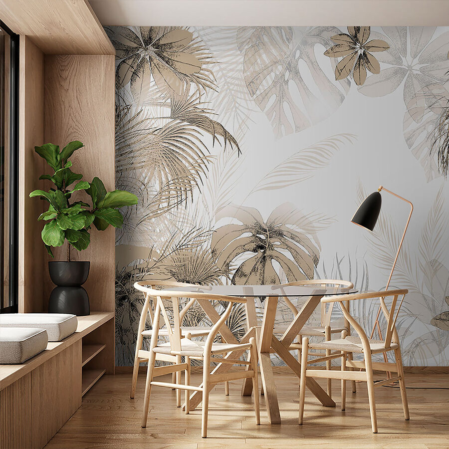 Feuilles tropicales dans des tons neutres et doux