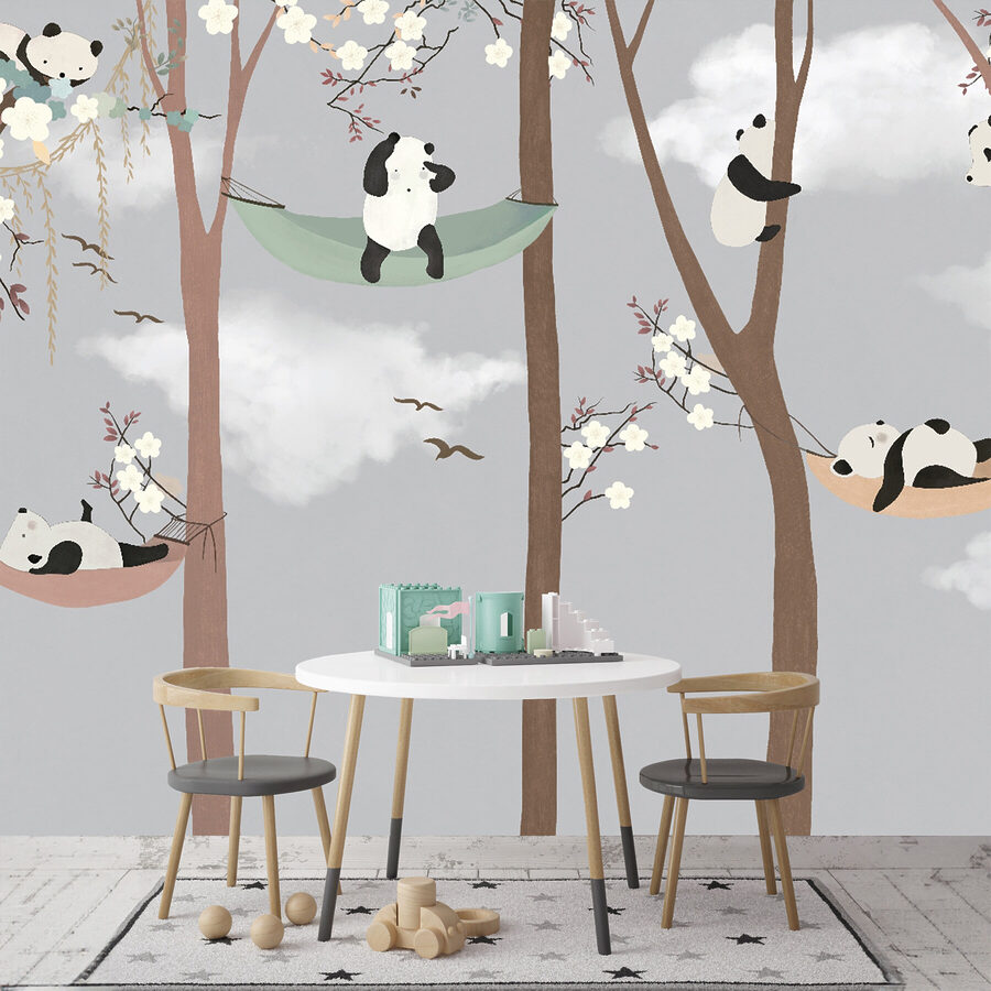 Pandas en hamac dans les arbres Pandas en hamac dans les arbres
