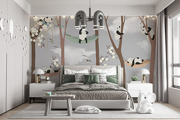Pandas en hamac dans les arbres Pandas en hamac dans les arbres