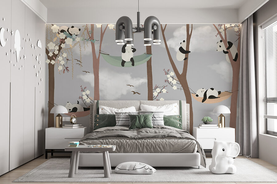 Pandas en hamac dans les arbres Pandas en hamac dans les arbres
