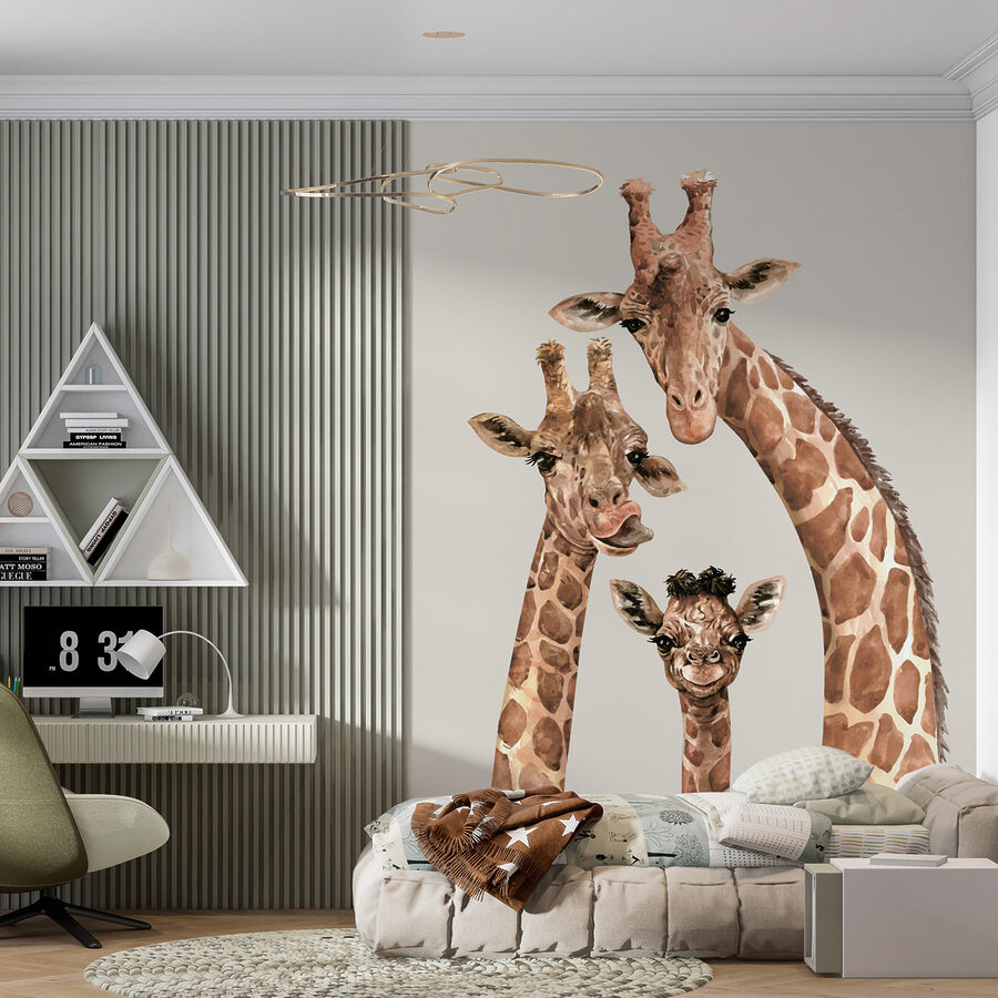 Un groupe de girafes avec leurs têtes ensemble