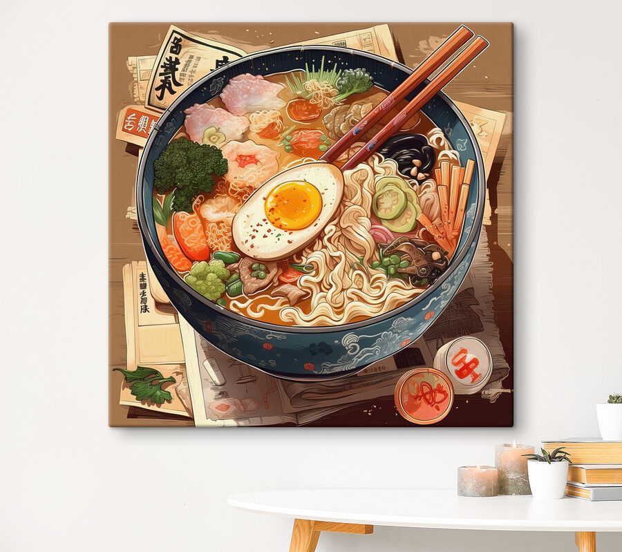 Un bol de ramen avec des baguettes et un œuf