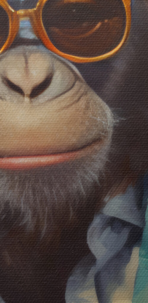 A monkey wearing sunglasses and a suit