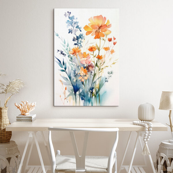 Une peinture de fleurs et de feuilles Une peinture de fleurs et de feuilles