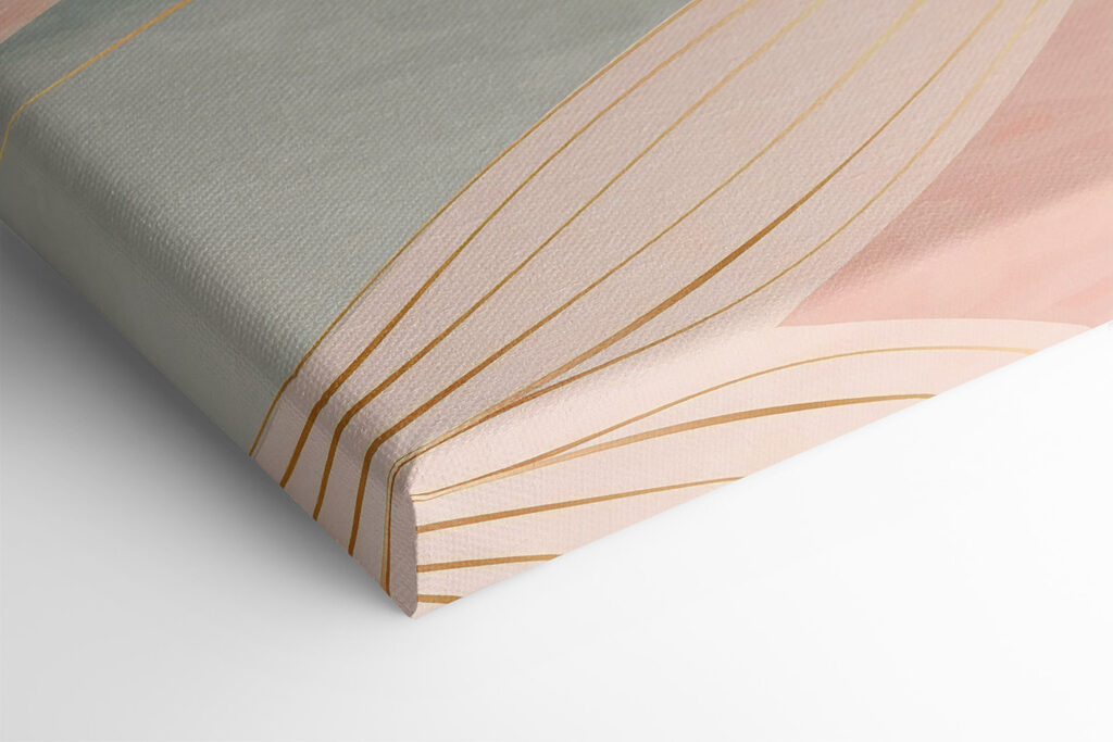 A pink and grey waves with a red sun