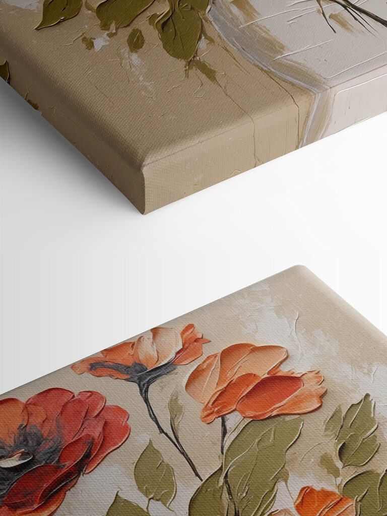 A painting of flowers in a vase A painting of flowers in a vase