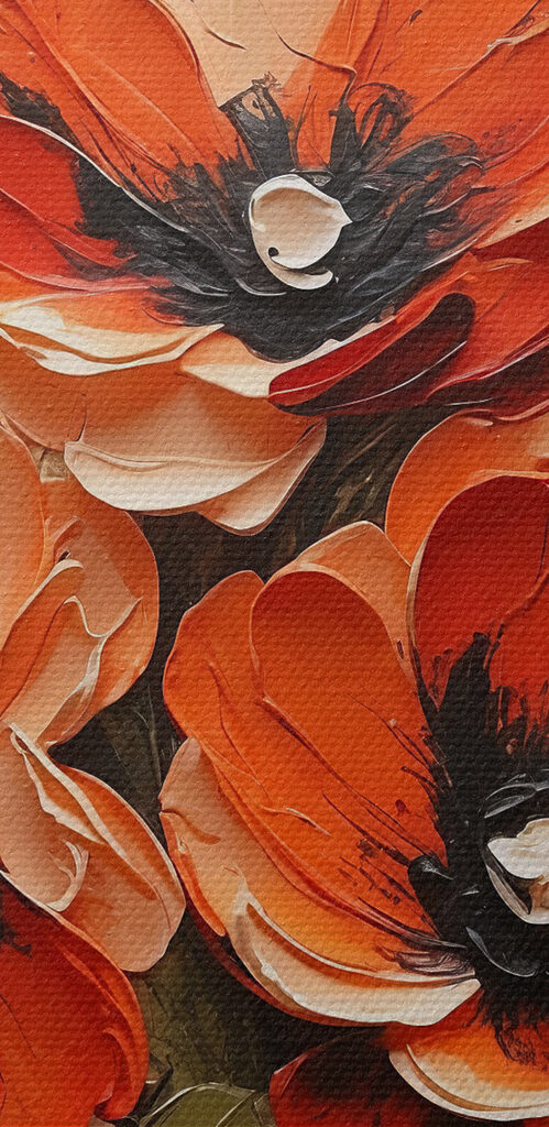 A painting of flowers in a vase A painting of flowers in a vase