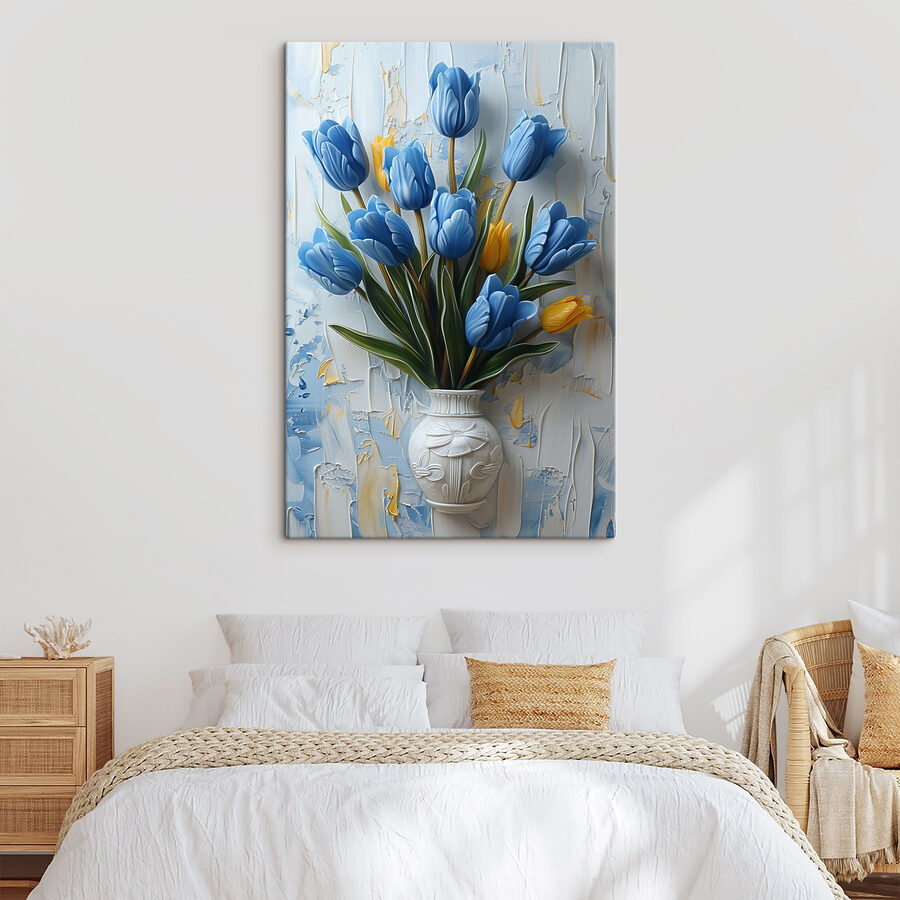 Vase of blue tulips Vase of blue tulips