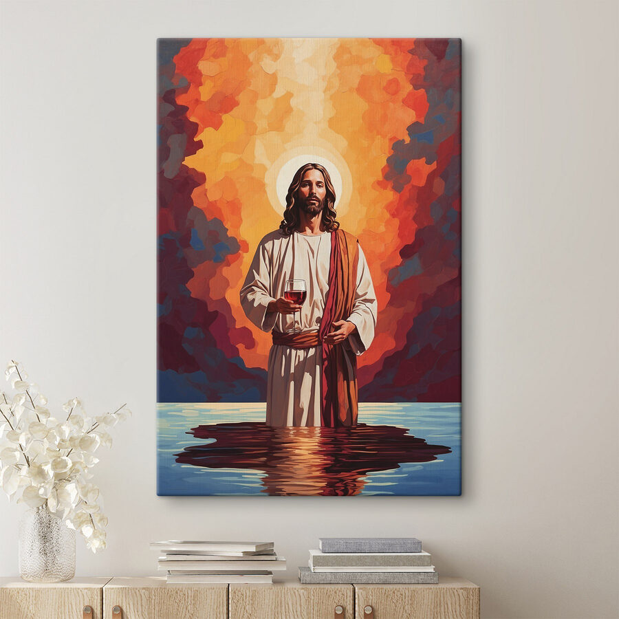 Peinture d'un homme tenant un verre de vin