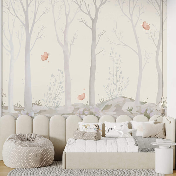 Groupe d'arbres avec papillons Groupe d'arbres avec papillons
