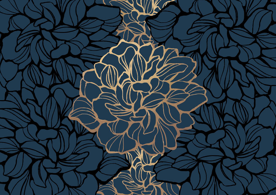 Motif floral audacieux sur fond sombre