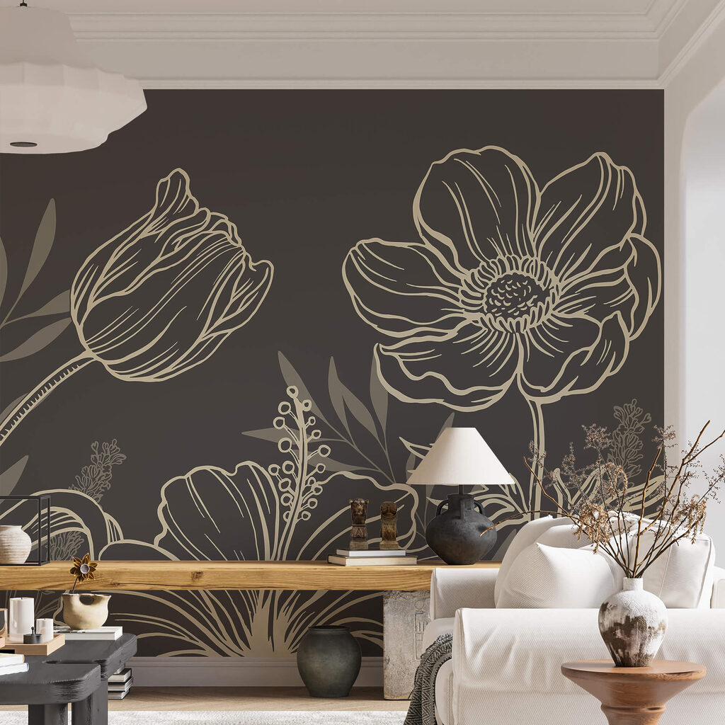 Dessin floral délicat au trait Dessin floral délicat au trait