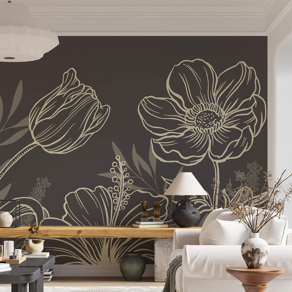 Dessin floral délicat au trait Dessin floral délicat au trait