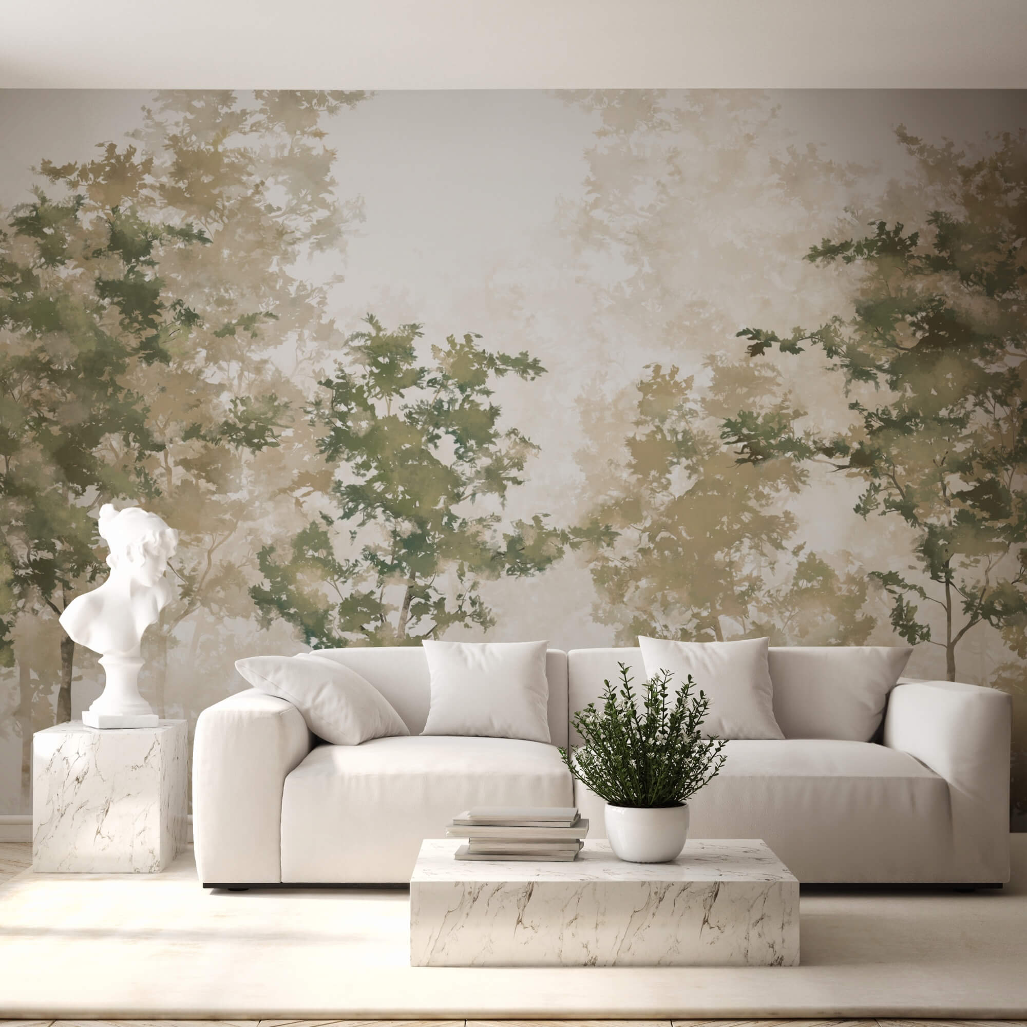 Groupe d'arbres avec brouillard Groupe d'arbres avec brouillard