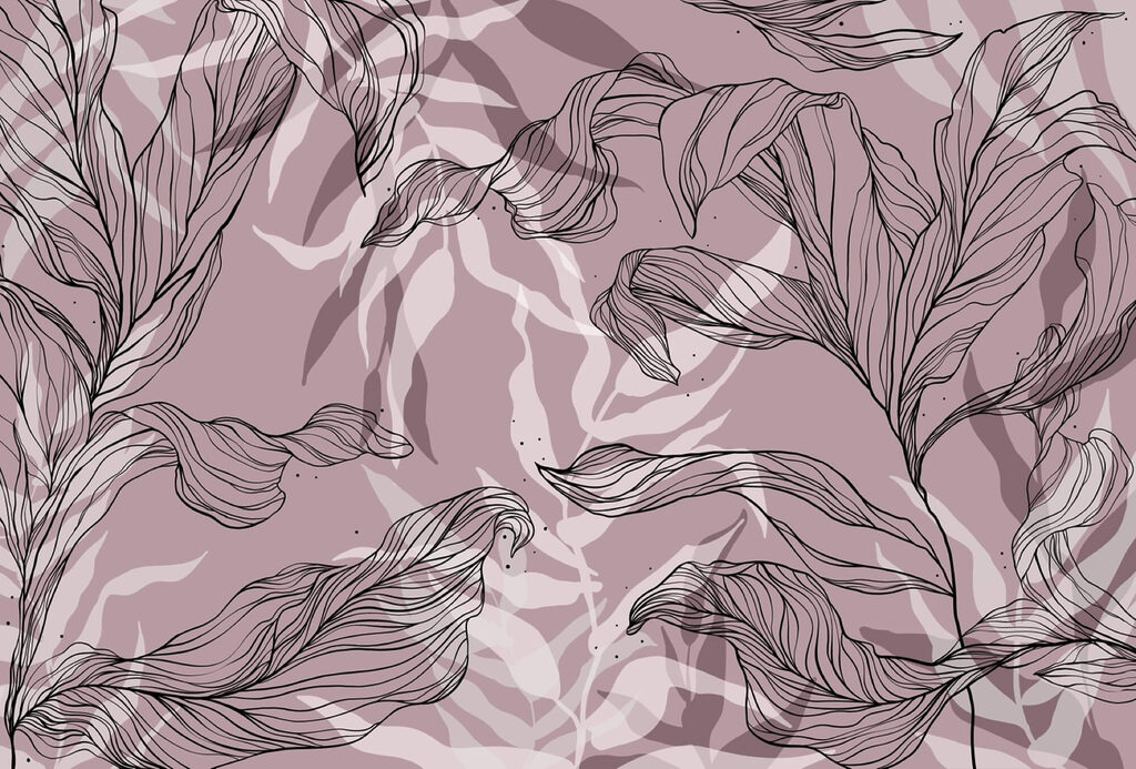 Dessin de feuilles sur fond rose Dessin de feuilles sur fond rose