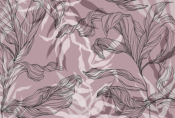 Dessin de feuilles sur fond rose Dessin de feuilles sur fond rose