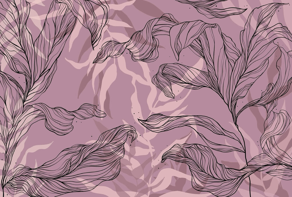 Dessin de feuilles sur fond violet Dessin de feuilles sur fond violet