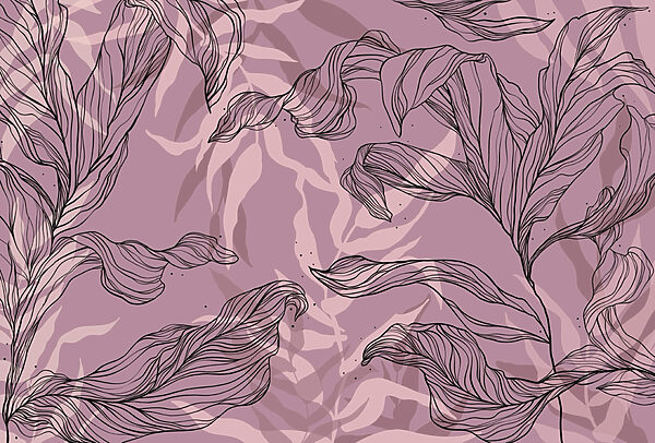 Dessin de feuilles sur fond violet Dessin de feuilles sur fond violet