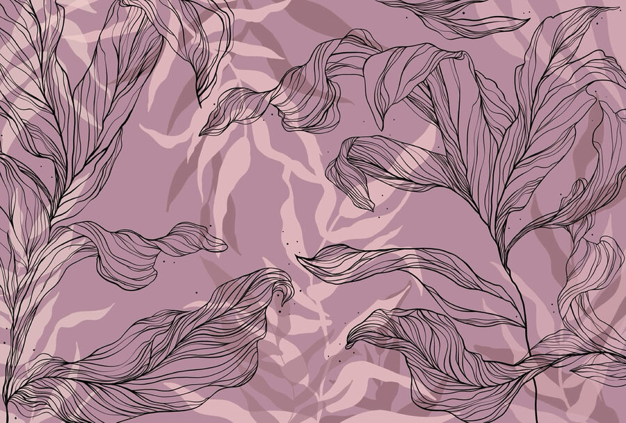 Dessin de feuilles sur fond violet