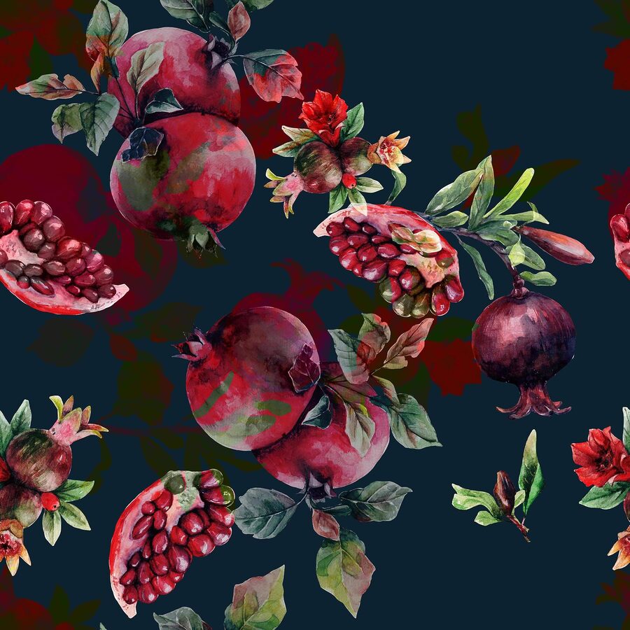 Motif de grenades et de fleurs