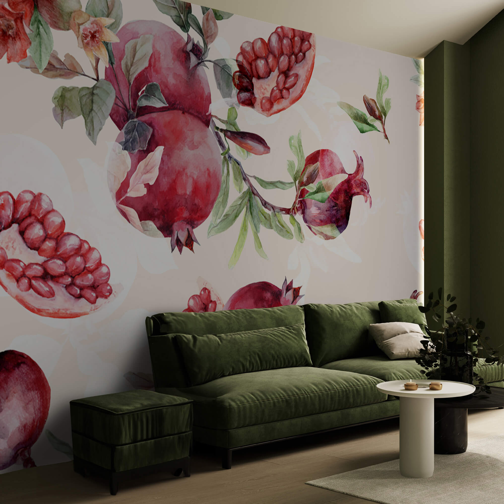 Motif de grenades et de feuilles