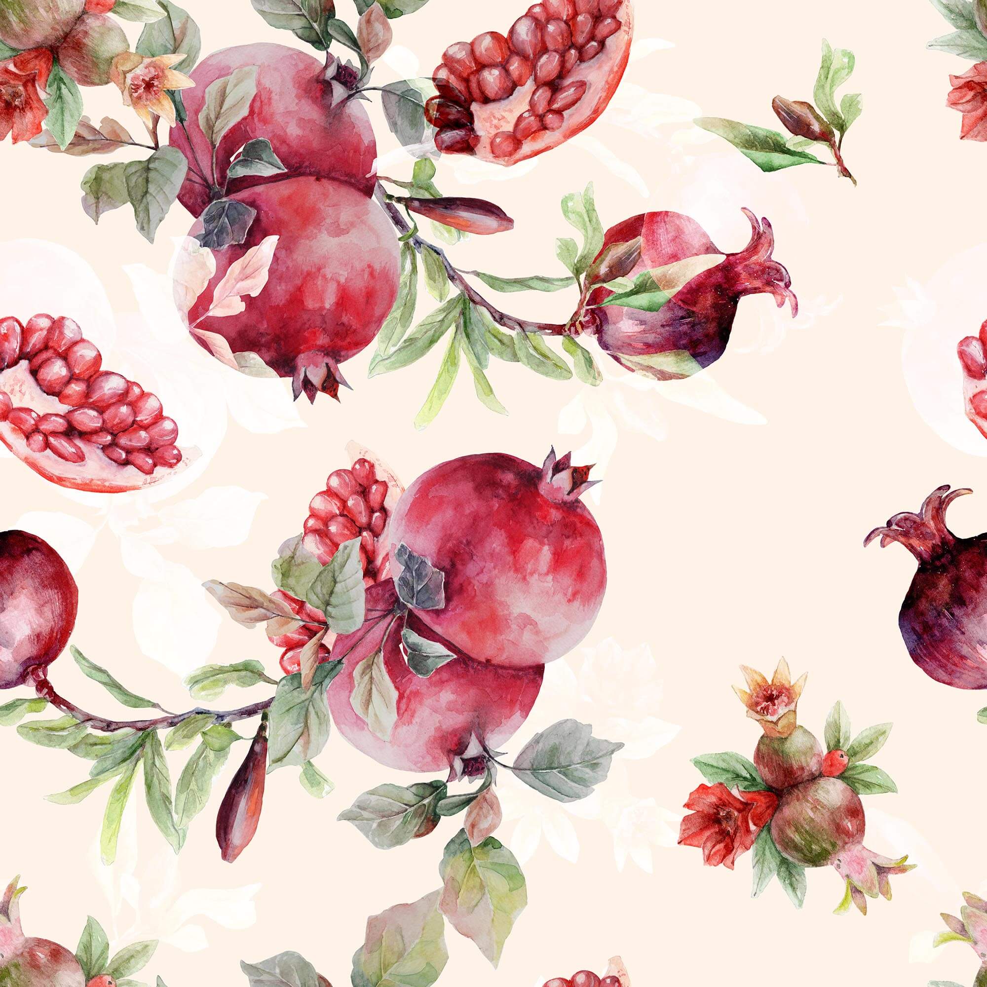 Motif de grenades et de feuilles t00015p - Motif de grenades et de feuilles - tegory