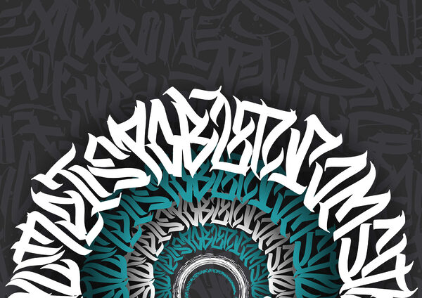 Graffiti blanc et bleu sur fond noir Graffiti blanc et bleu sur fond noir