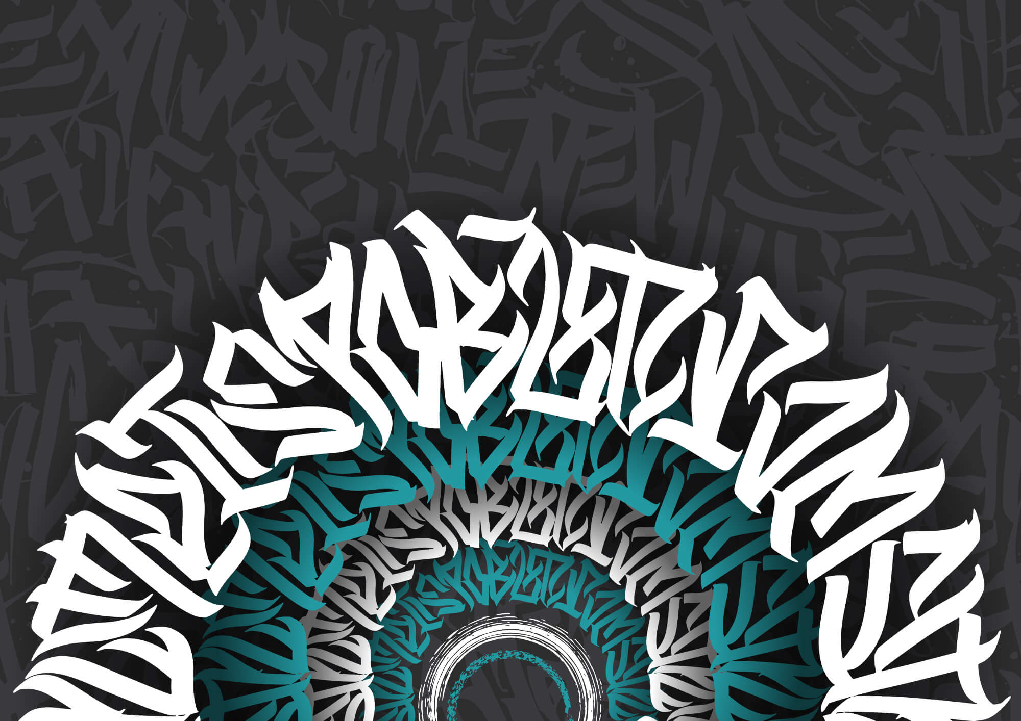 Graffiti blanc et bleu sur fond noir t00012p - Graffiti blanc et bleu sur fond noir - tegory