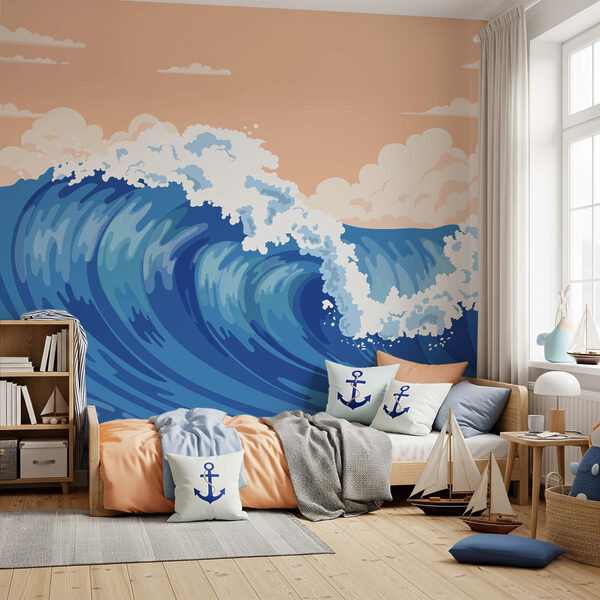 Grande vague avec des vagues d'écume Grande vague avec des vagues d'écume