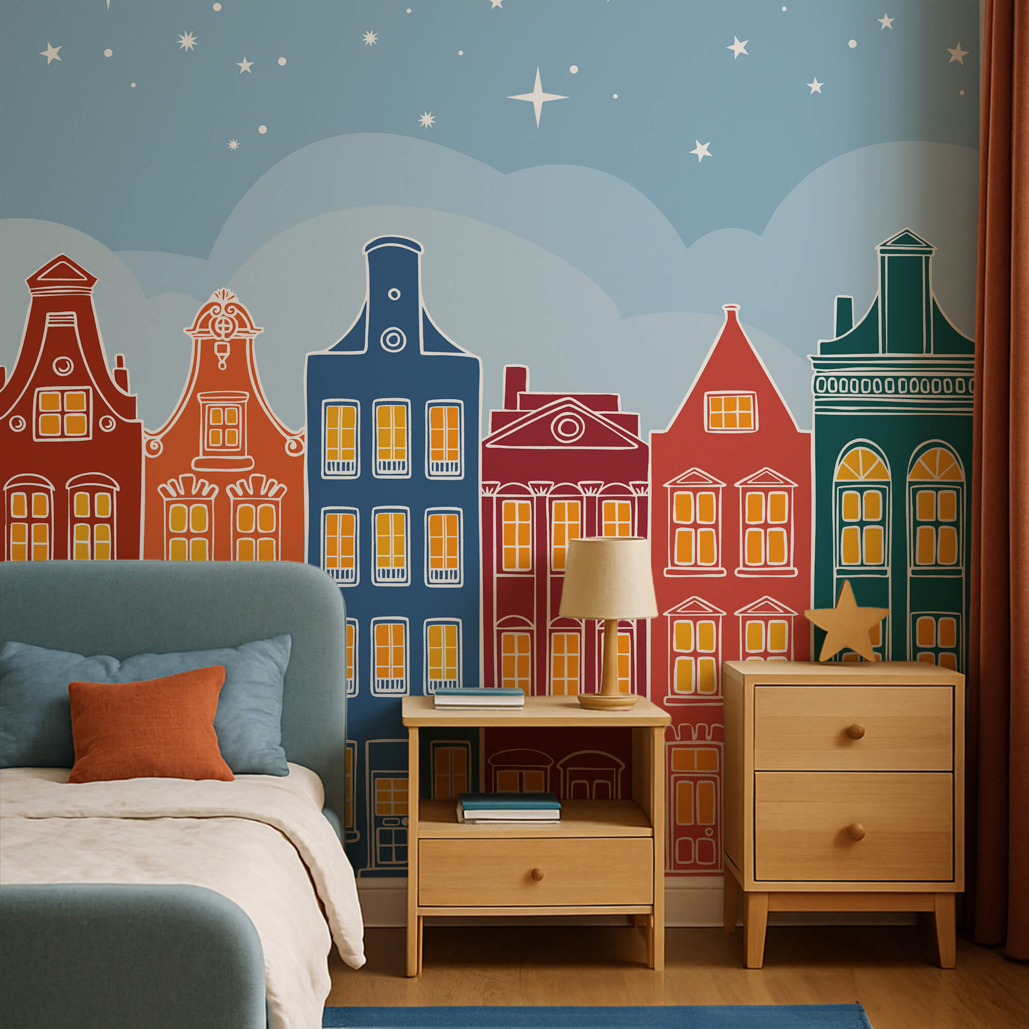 Rangée de bâtiments colorés