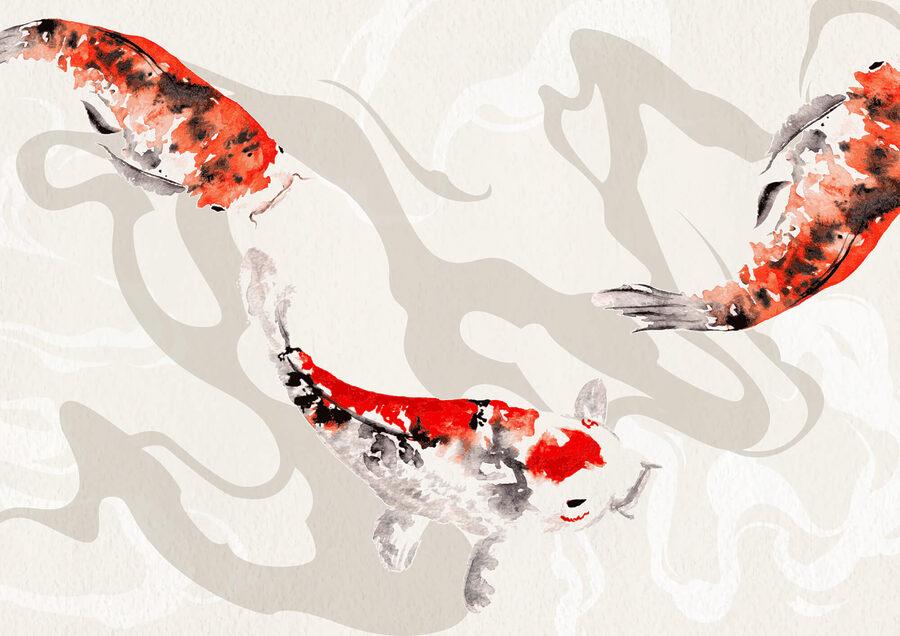 Peinture de poissons nageant
