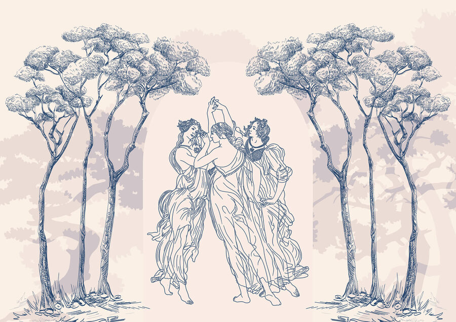 Groupe de personnes dansant sous les arbres